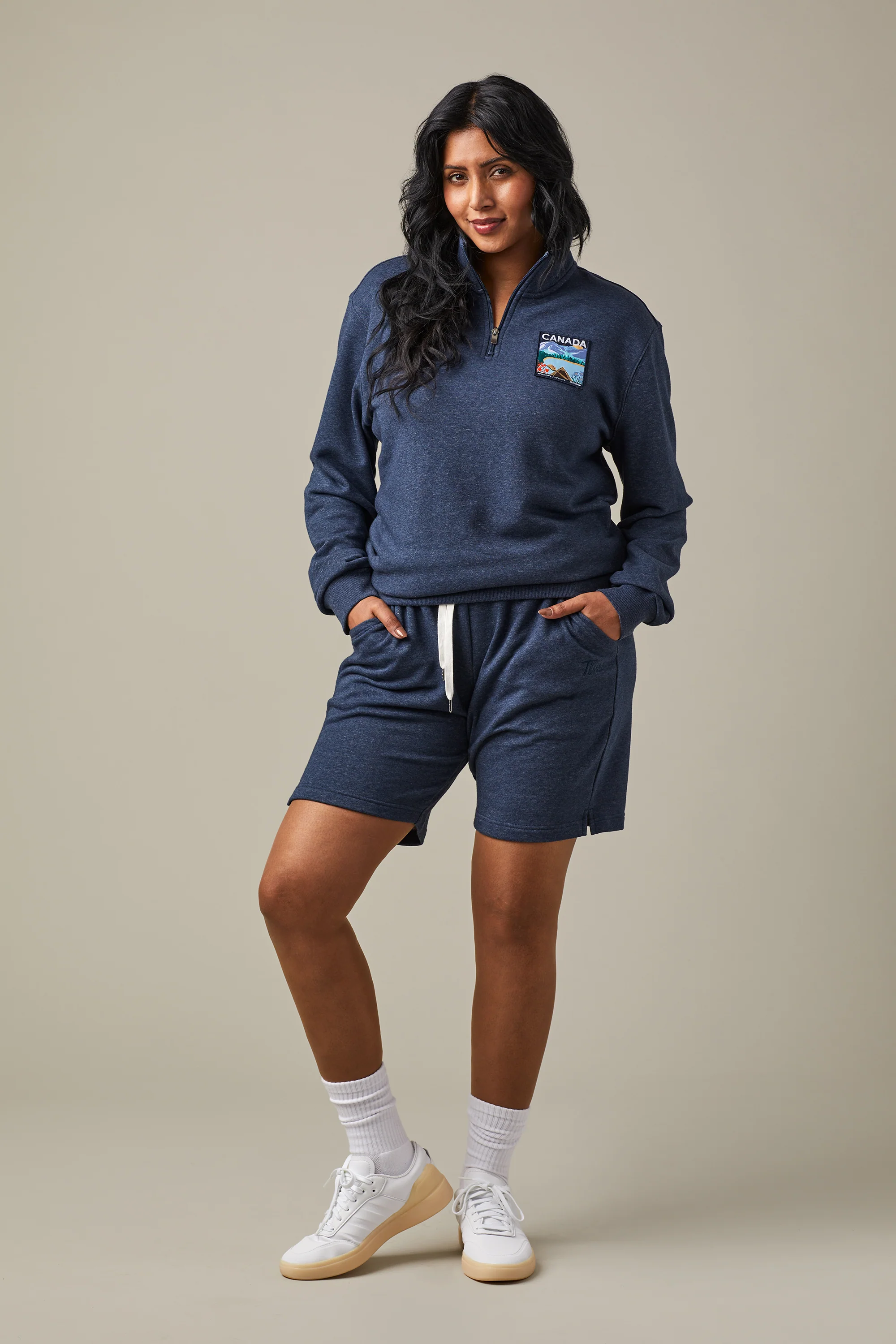 Tims Unisex French Terry Shorts - Navy Marl 9" - Image 3