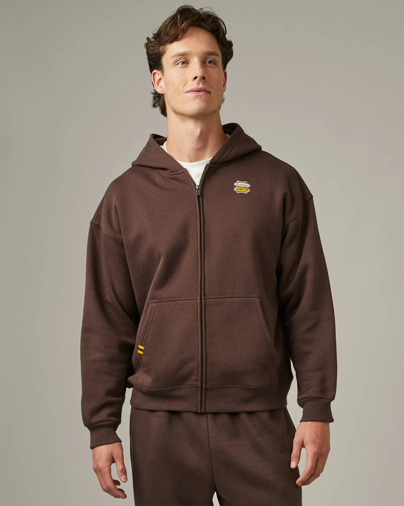 Retro Logo Full Zip Unisex Hoodie - Espresso - Image 3