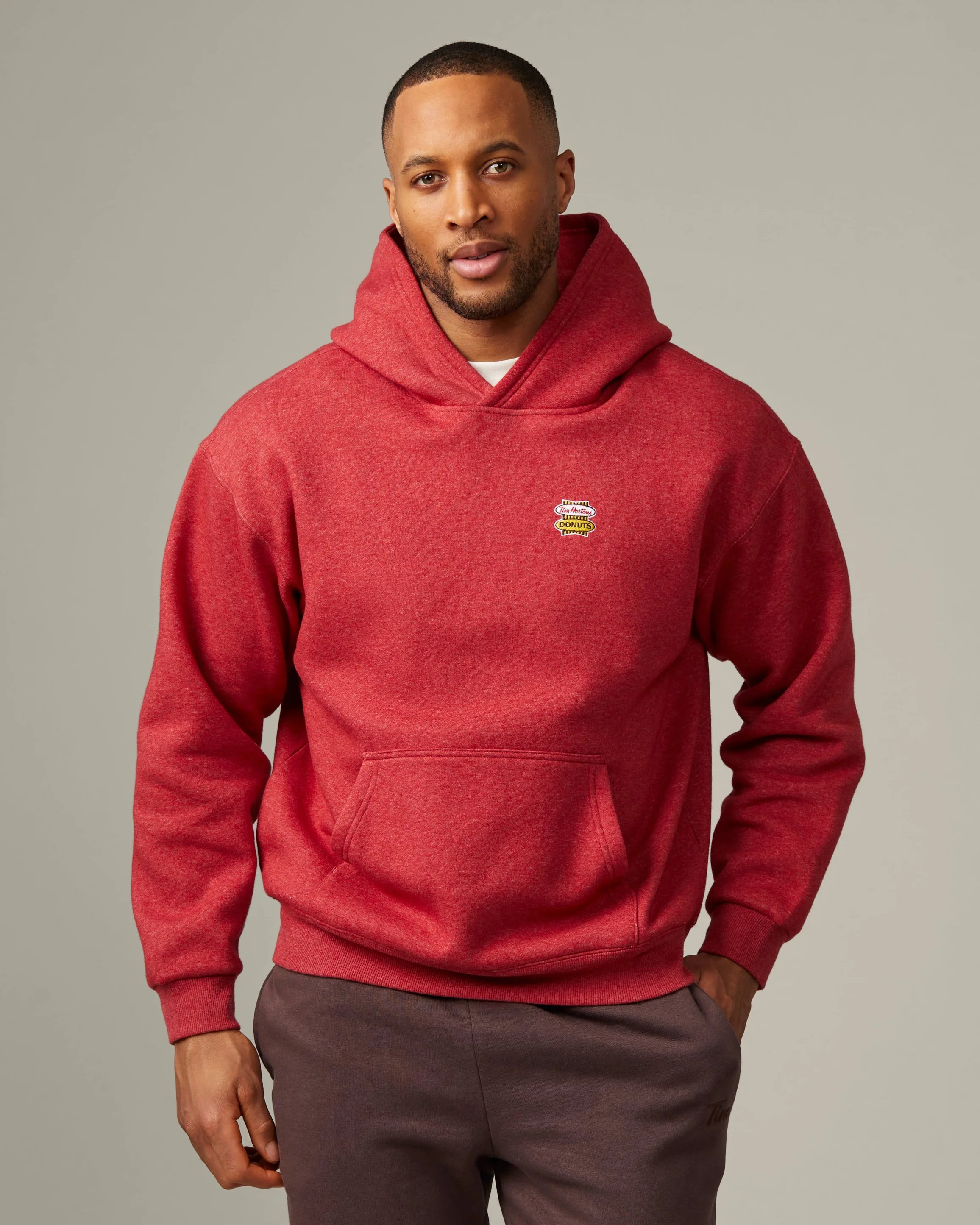 Retro Logo Unisex Hoodie - Red Marl