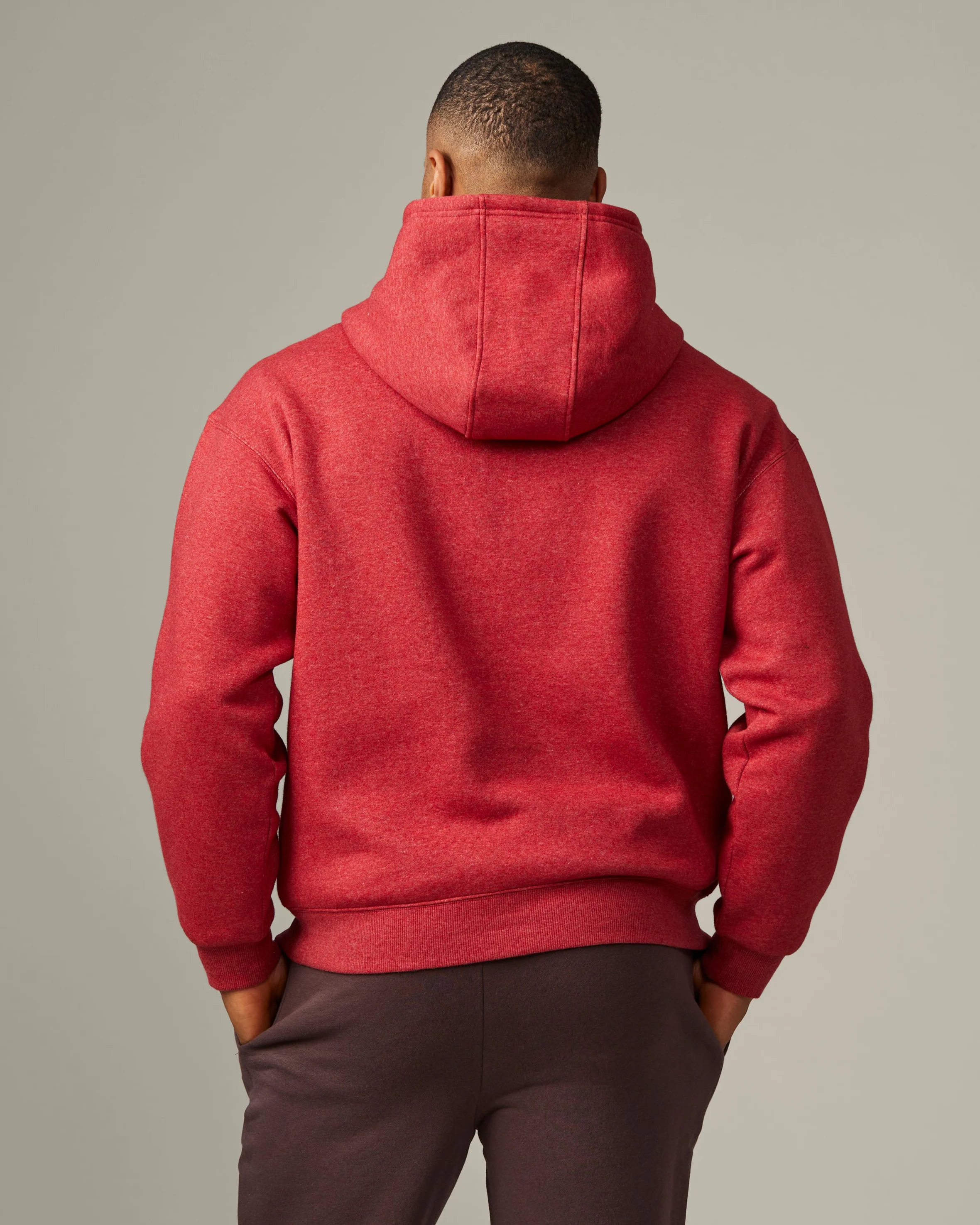 Retro Logo Unisex Hoodie - Red Marl - Image 2