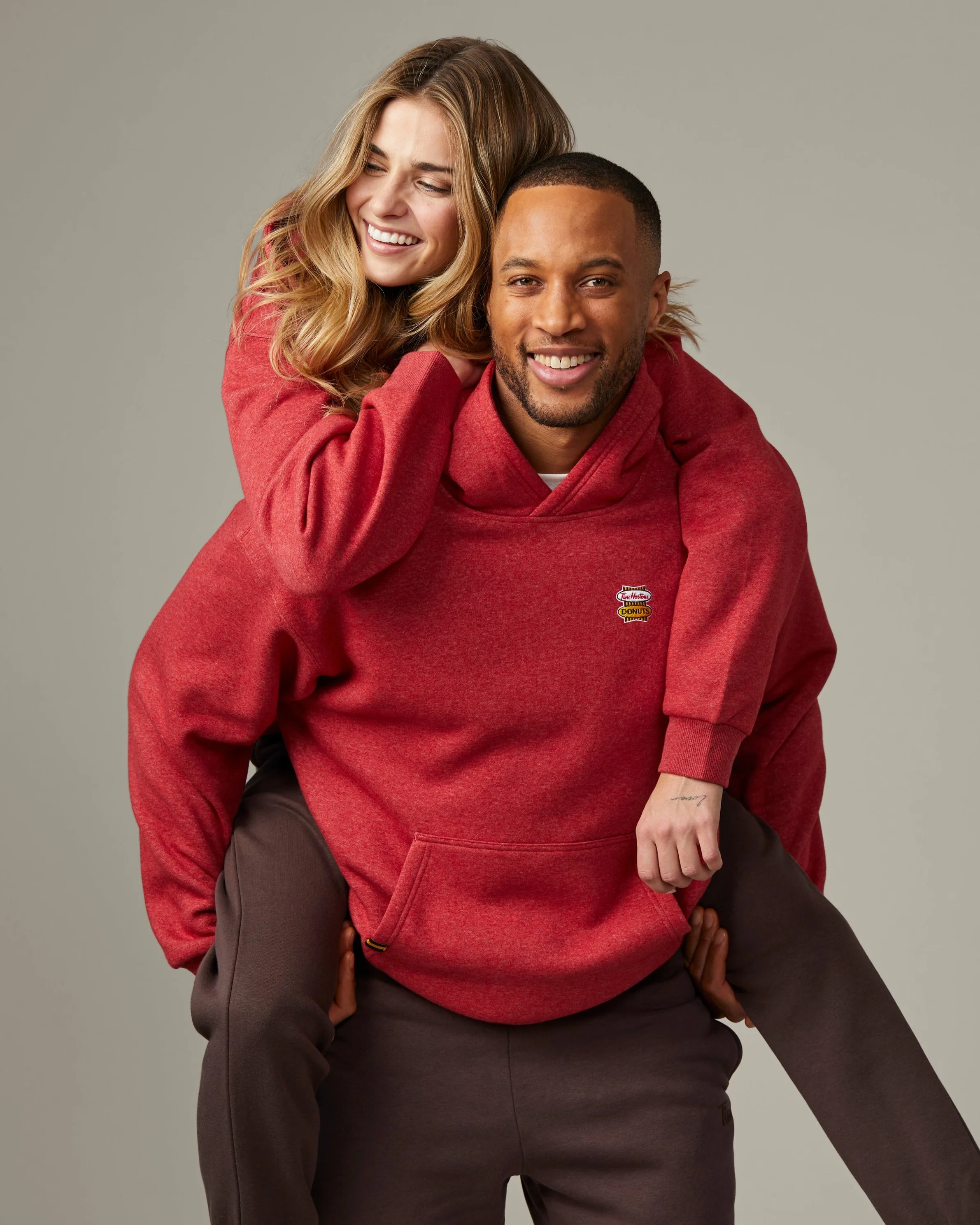 Retro Logo Unisex Hoodie - Red Marl - Image 3