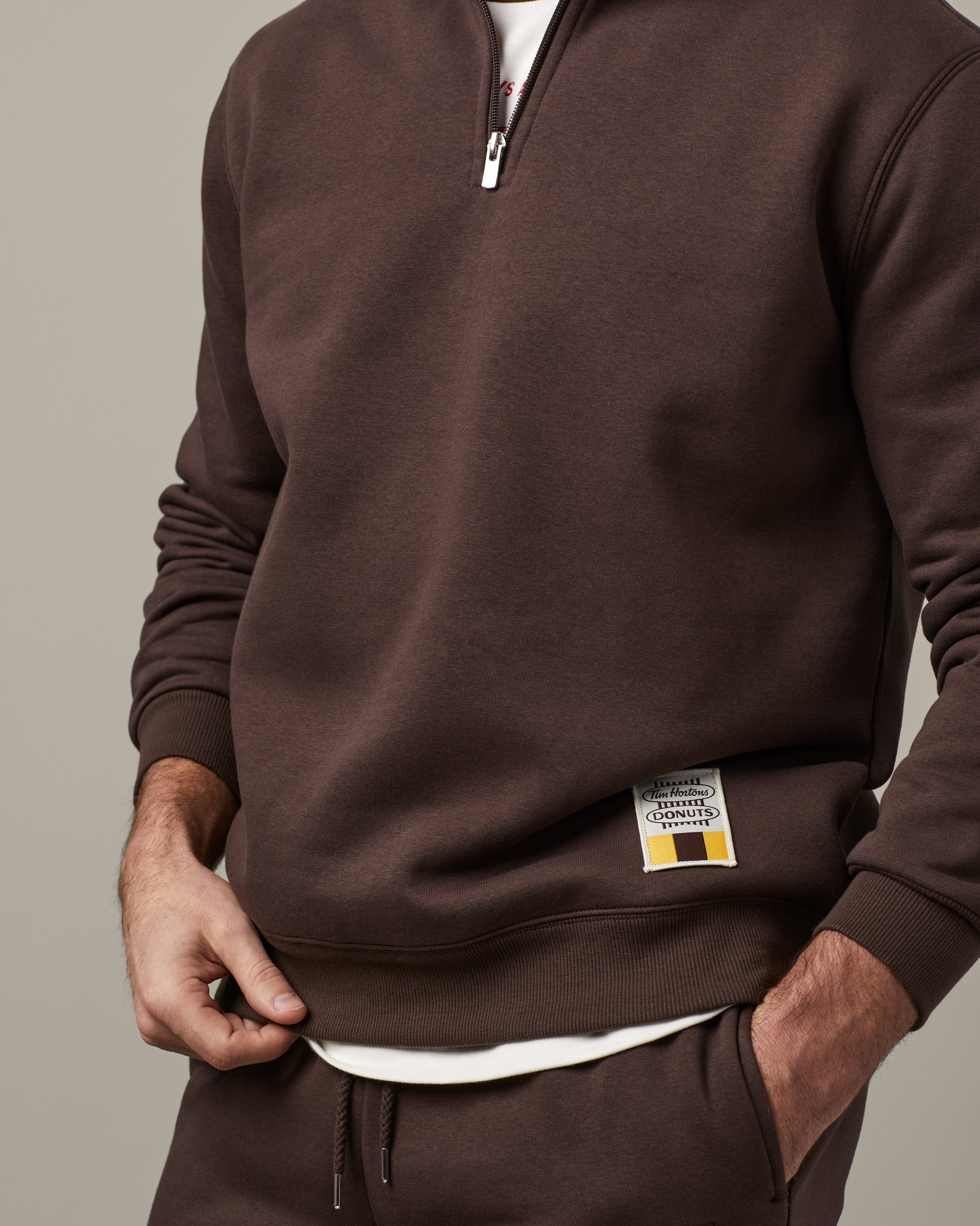 Retro Logo Unisex Quarter Zip Sweatshirt – Espresso - Image 4